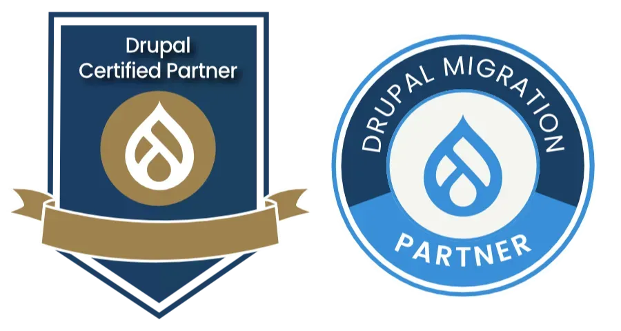 Drupal Certified Partner and Migration Partner badges